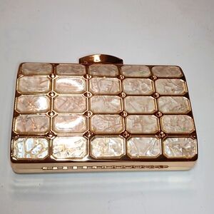 EVENING CLUTCH 4 X 7 IN GOLD WITH JEWELED STONES EUC BEAUTIFUL!!